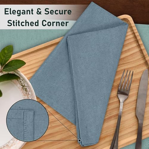 Ruvanti Cloth Napkins Set of 12, 18x18 Reusable Napkins Cloth Washable, Soft & Durable Table Napkin, Poly Cotton Fabric Dinner Napkins for Parties, Christmas, Thanksgiving, Weddings - Teal