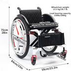 Lightweight Sports Wheelchair, Aluminum Lightweight Wheelchairs, Foldable Aluminum Wheelchair, Ultra-Light Sports Overall, for Teenagers, Adults, Seniors(38cm/15in)
