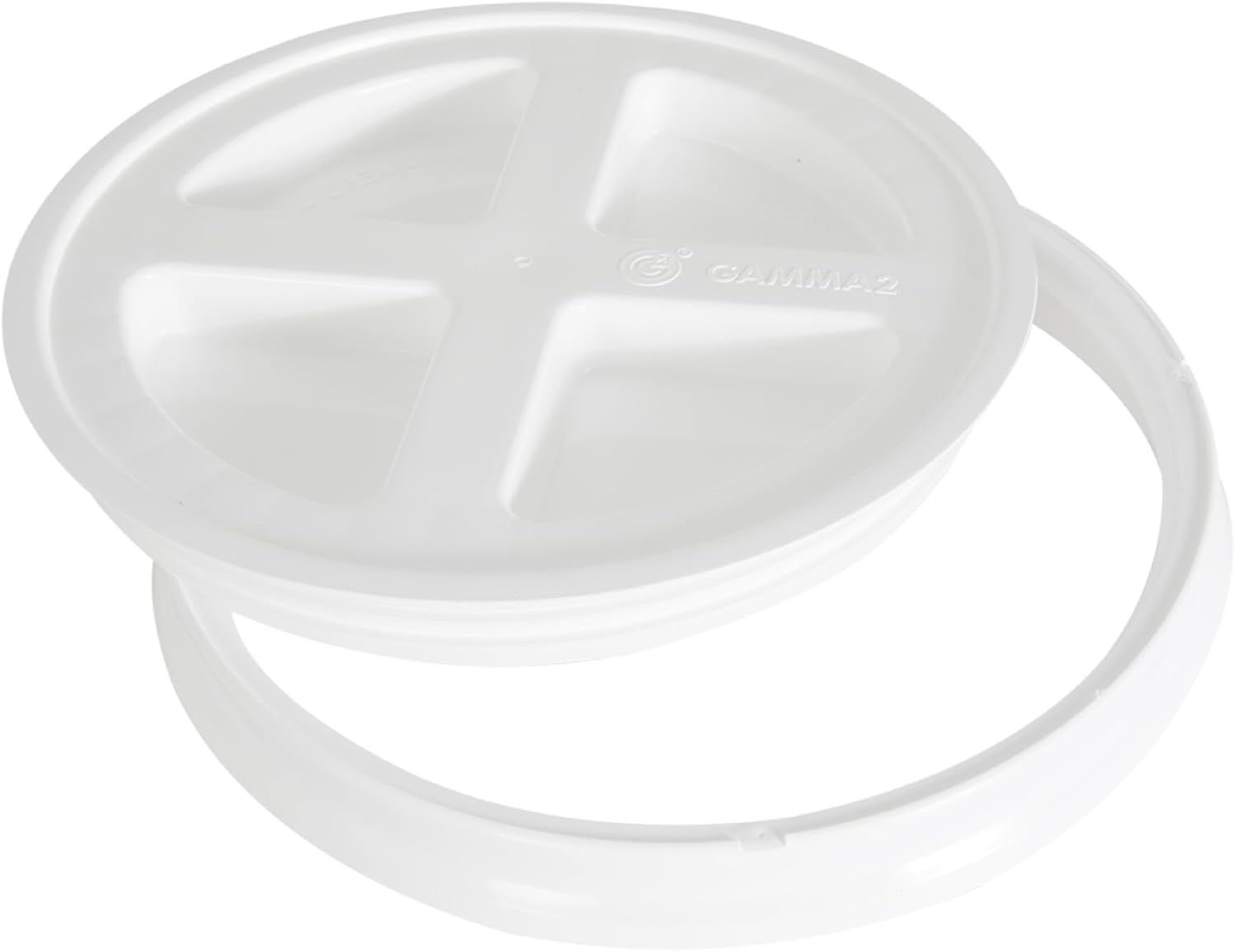 Gamma2 Seal Bucket Lid Food Grade Pet Food Storage Container Twist Lock Lid, 10" Diameter Fits Most 2 Gallon Buckets, White, Made in USA