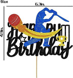 Cricket Theme Happy Birthday Cake Topper – Multilayer Glitter Cardstock – Cricket Player, Bat, Ball & Trophy – Sports Birthday Party Decoration