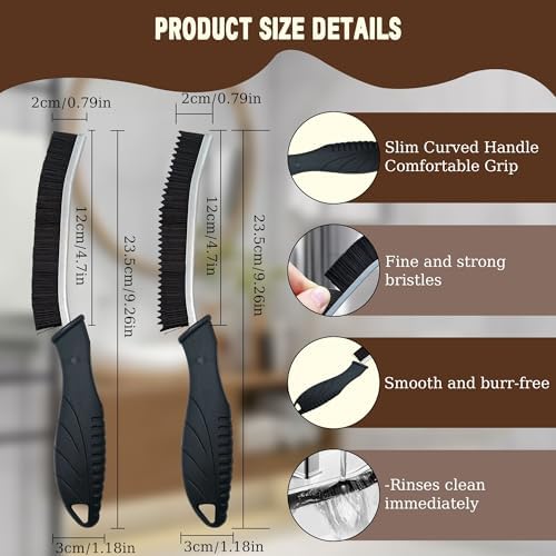 Hiyniaz 3Pcs Crevice Cleaning Brush Tool Grout Brush Cleaning Supplies, Home Essentials Bathroom Multifunctional Gap Scrub Hard Bristle Brushes for Household Use (Black Cleaning Brush-B)