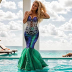 Women's Mermaid Tail Costume Sequin Maxi Skirt Halloween Cosplay Party Dress