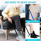 MXCOIRTP Assistive Device No Bending Kit for Elderly -Sock Aids, Foldable Reacher Grabber with 360° Rotating Jaw & Magnet, Long Shoe Horn Handle & Dressing Stick & Back Scratcher for Seniors, Disabled