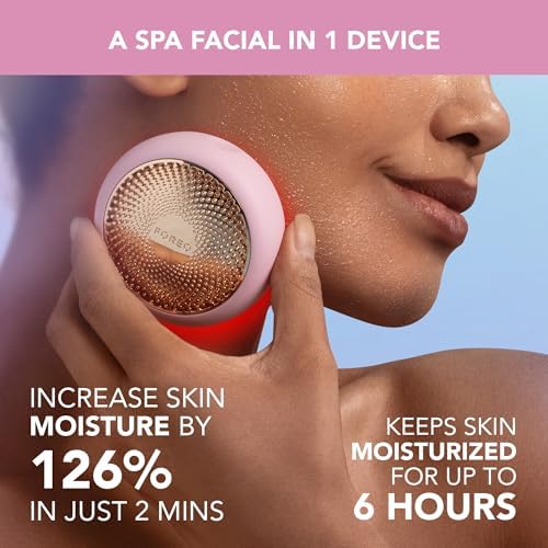 FOREO UFO 3 Deep Face Moisturiser - 5-in-1 Facial Spa - Red Light, Warming, Cooling, Massage, Anti Aging - Face Mask Skin Care - Pearl Pink