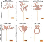 36 Pack He Asked She Said Yes Cupcake Toppers Glitter Ring Love Heart I do Cupcake Food Picks for Wedding Engagement Bridal Shower Party Cake Decorations Supplies Rose Gold