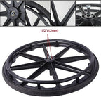 24 x 1 3/8 Wheelchair Rear Wheels (2Pcs), 24" Non-Pneumatic Solid Tire Replacement Back Wheel, Manual Wheelchair Replacement Accessories(Black)