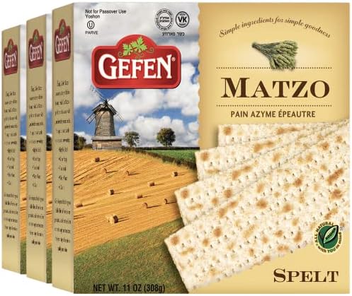 Gefen Organic Spelt Matzo 11oz (3 Pack) All Natural, Crisp & Delicious