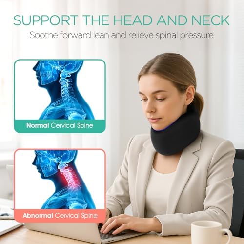 VOYOR-HEALTH Neck Brace, Neck Stretcher for Sleeping, Adjustable Cervical Collar Relieves Pain and Spine Pressure, Neck Support Soft Foam Wraps, Keep Vertebrae Stable for Women & Men NB100