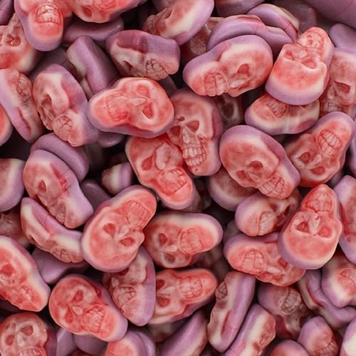 Halloween Gummy Candy Skulls - Edible Fruity Gummy Shaped Sugar Skulls Skeletons, Spooky Halloween Gummies Bulk, by Queen City Candy Cave (1 Pound)