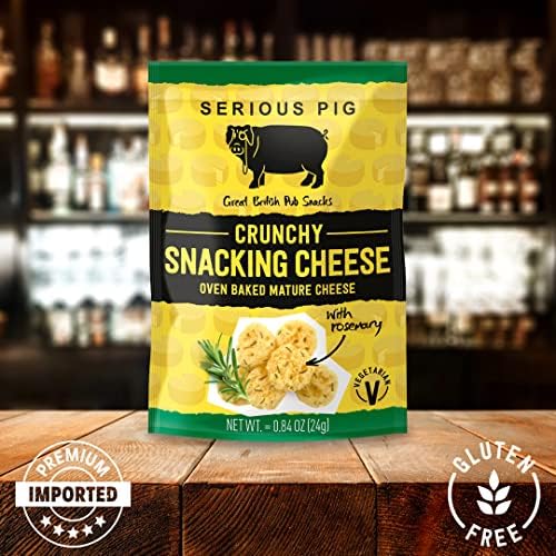 SERIOUS PIG - Crunchy Snacking Cheese Snacks, High Protein, Low Carb, Keto Friendly, Gluten Free, Vegetarian, Pub Snacks, Made from 100% Real Italian Cheese (Rosemary) (12x0.84oz)