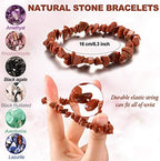 Hicarer 20 Pieces Crystal Stretch Chip Bracelets Bulk Natural Gemstone Chakra Bracelets for Women Reiki Yoga Anxiety