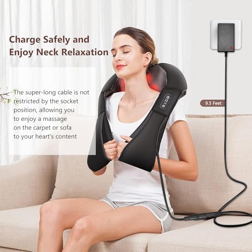 12V Neck Massager Charger for Zyllion Shiatsu Back and Neck Massager, Compatible with RESTECK/Vellax/Medcursor/Mirakel/InvoSpa Shiatsu/LMS-801/Papillon/Mo Cuishle/Viktor Jurgen, 9.5 ft Cable
