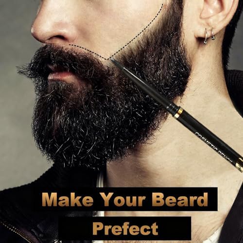 Beard Filler Pen, 3 Pieces Beard Contour Pencils, Enhance and Color Facial Hair (White, Black, Brown)