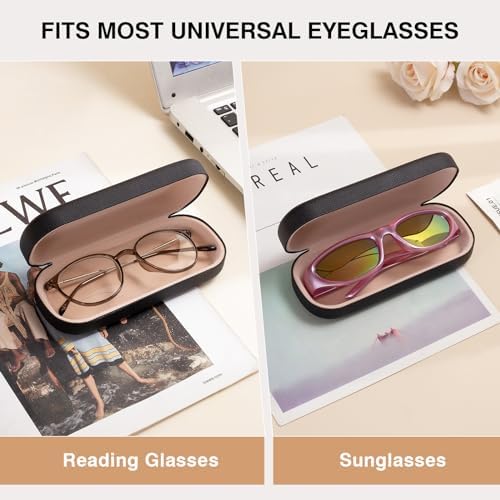 Marvolia Glasses Case Large Hard Shell Eyeglasses Case PU Leather Protective Case for Sunglasses Eyeglasses