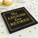 50‑Pack ‘The Legend Has Retired’ Black & Gold Napkins – 2‑Ply Cocktail, Lunch & Dinner Party Napkins – Elegant, Disposable Retirement Party Decoration – 6.5″ x 6.5″ Folded (Large, 50, Pack)