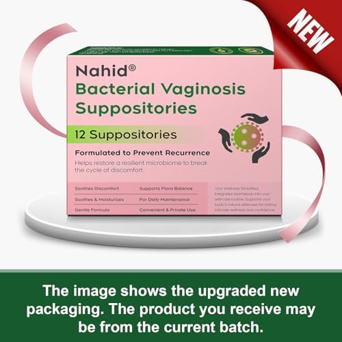 Nahid Bacterial Vaginosis Symptom Suppositories | Targeting Discharge, Odor, Itching, and Irritation | Supports Vaginal Microbiota Balance | 12 Inserts