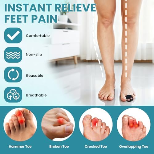 Hammer Toe Straightener for Women & Men - 4 Pcs Non-Slip Toe Splints Wraps, Hammer Toe Corrector Relief for Broken Toes, Crooked Toes & Overlapping Toes