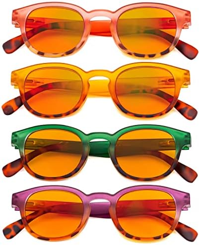 Eyekepper 4 Pack Ladies Computer Glasses - Blue Light Filter Readers for Women Anti Glare Reading Glasses Orange Tinted +1.75