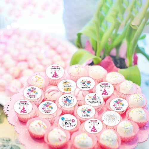 32pcs Edible Colorful Cupcake Toppers - Wafer Paper Birthday Cake Picks for Kids or Adults Parties