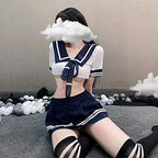 SINROYEE Women Lingerie Sexy Schoolgirls Outfit Lingerie Roleplay Cosplay Sailor Costumes with Socks Lovely
