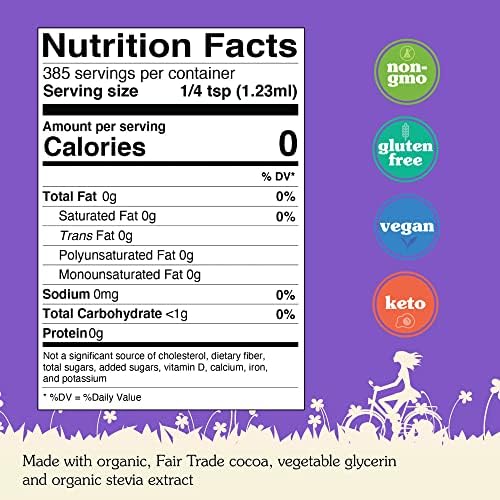 NuNaturals Stevia Syrup, Sugar-Free Sweetener, Plant-Based Sugar Substitute, Zero Calorie, Chocolate Flavor Syrup, 16 oz