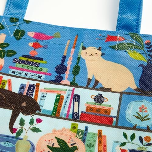 Galison Purrfect Nook Reusable Shopping Bag - Environmentally Friendly Lightweight Reusable Shopping And Grocery Bag