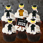Graduation Boy #2 Edible Cupcake Toppers - Stand Up Wafer Cake Decorations (Pack of 24)