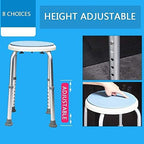 Lightweight Bath Stool,Height Adjustable Shower Stools with Swivel Seat,Tool-Free Assembly Bathroom Aid for Elderly/Disabled,33x33x55cm
