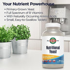 KAL Nutritional Yeast Supplement, Fortified w/ B12, Biotin, Folic Acid, Other B Vitamins, Naturally Occurring Amino Acids, Healthy Hair, Skin & Energy Support, Vegan, Gluten Free, 83 Serv, 500 Tablets