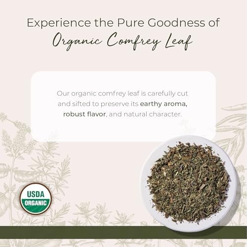 Starwest Botanicals Organic Dried Comfrey Leaf - Natural Herb for Topical Application, Salve or Oil, Cut & Sifted, Certified Kosher, Non-GMO - 4 oz Pouch