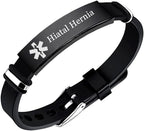 Personalized Silicone Medical Alert Bracelet Adjustable Disease Allergies Diagnose Identity ID Bangle Meds Emergency ICE Customized Jewelry for Women Men Teens