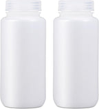 16.9 oz Wide Mouth Lab Reagent Container, Laboratory Grade Chemical Bottle, Sealed Leak-proof Translucent HDPE, Pill & Water Sample Bottle (2 Pcs)