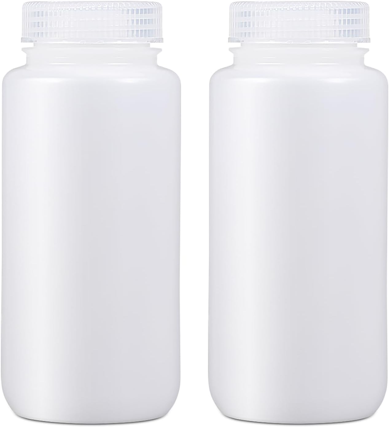 16.9 oz Wide Mouth Lab Reagent Container, Laboratory Grade Chemical Bottle, Sealed Leak-proof Translucent HDPE, Pill & Water Sample Bottle (2 Pcs)