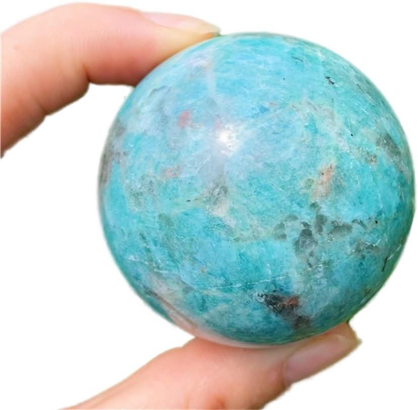 Natural Amazonite Crystal Sphere Gemstone Sphere, Polished Healing Energy Mineral Gemstone Balls for Reiki Chakra Decoration Fengshui (Amazonite 50mm)