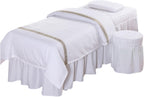 TFCFL Massage Table Skirt Solid Color Massage Table Sheet Sets Bed Valance Sheet Table Skirt Natural Massage Linen Salon Bed Cover Bedspreads Bedding (White,1 Set, 180x120CM/70.87x47.24Inch)