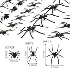 Plastic Spiders Halloween, 100 PCS Black Fake Spiders Halloween Decorations, Mini Spiders Halloween Decor Small Plastic Spiders Bulk Realistic Spider Tiny Spiders Halloween Fun bugs and Spiders Toys
