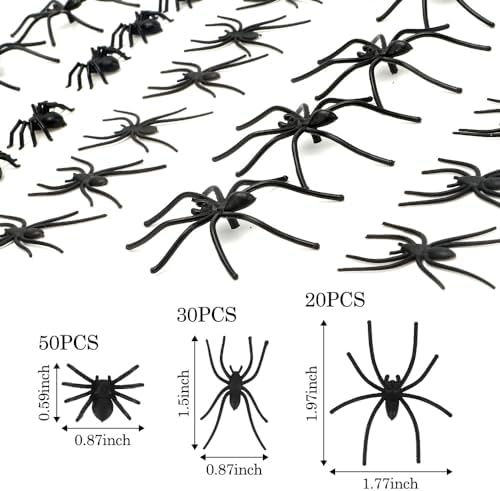 Plastic Spiders Halloween, 100 PCS Black Fake Spiders Halloween Decorations, Mini Spiders Halloween Decor Small Plastic Spiders Bulk Realistic Spider Tiny Spiders Halloween Fun bugs and Spiders Toys