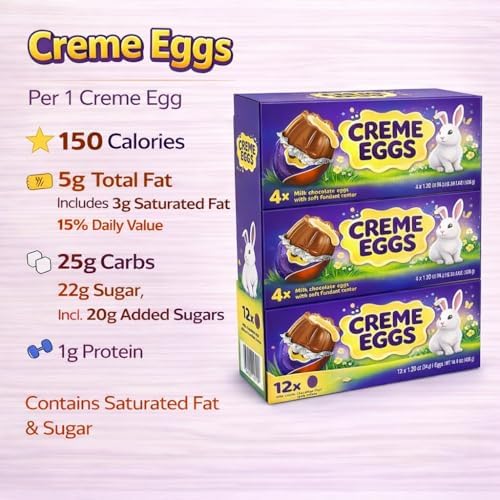 Easter Creme Eggs Milk Chocolate Candy 12 Individually Wrapped - Easter Hunt Basket Stuffer Filler Party Favor Gift 3 Box Packs (Each 4 Eggs)