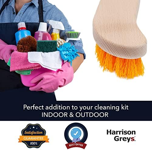 Scrub Brush - Stiff Bristle Brush for Deep Cleaning, Nylon Brush with Hard Bristle, Utility Hand Brush for Indoor and Outdoor, Wooden Scrubbing Brush, Hard Brush Heavy Duty Boot Hand Scrubber