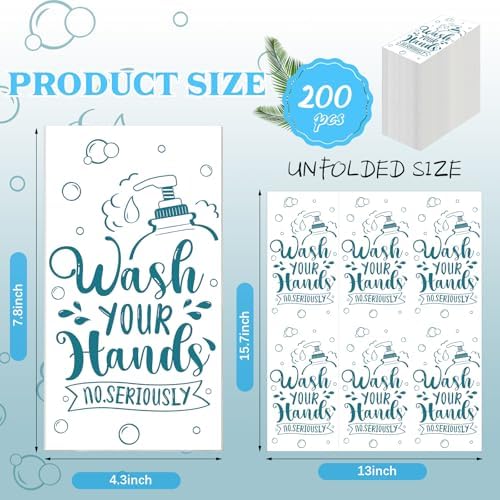 Seajan 200 Packs Bathroom Paper Napkins Disposable Bathroom Paper Guest Hand Towels Decorative Paper Napkins for Hostess Gifts Shower Spa Wedding Birthday Party Supply(Teal Blue)