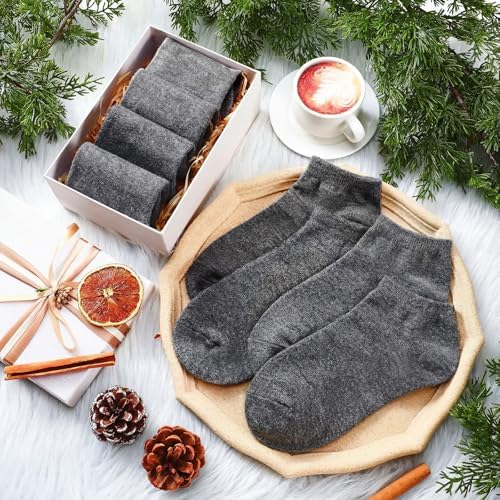 Cutecrop 2 Pairs Alpaca Wool Ankle Socks for Men Women Alpaca Wool Blend Thermal Winter Running Moisture Wicking Hiking