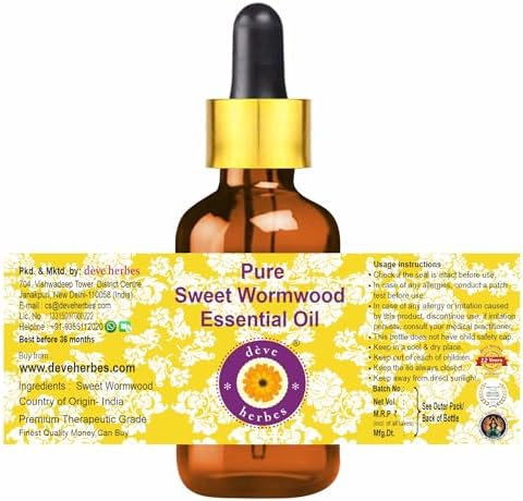 Deve Herbes Pure Sweet Wormwood Essential Oil (Artemisia annua) with Glass Dropper 100% Natural Therapeutic Grade Steam Distilled for Personal Care 10ml (0.33 oz)