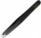 Rubis Classic Stainless Steel Slanted Tweezers for Precise Eyebrows and Hair Removal, 1K104, Made in Switzerland, Black