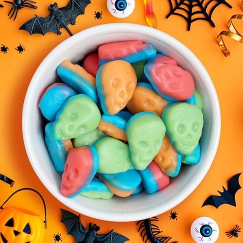 Mini Gummy Skulls Halloween Candy, 2 Pound Bulk Bag, Trick-Or-Treat Party Bag Fillers, Halloween Gummies