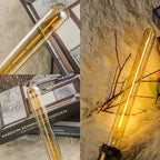 Leools 4-Pack Vintage LED Filament Bulb T300 Dimmable Led Edison Light Bulb 6W(60W Equivalent) 11.8inch Long Tubular Vintage LED Light,Amber Glass,Warm White 2700K,E26 Medium Base