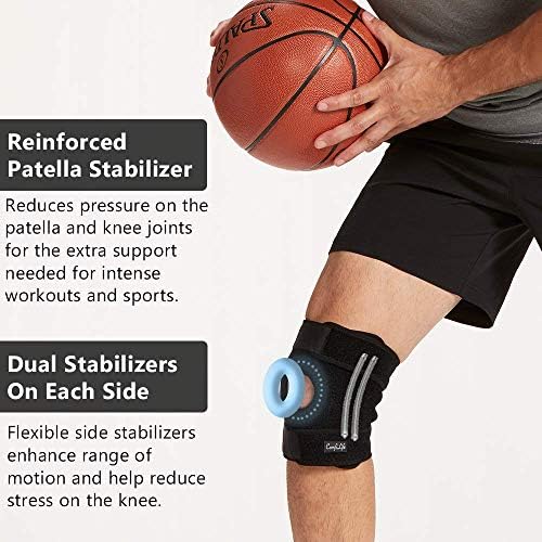 ComfiLife Knee Brace for Knee Pain Relief – Neoprene Knee Brace for Working Out, Running, Injury Recovery – Side Stabilizers – 3 Point Adjustable Compression – Open Patella Support,Non-Slip (Small)