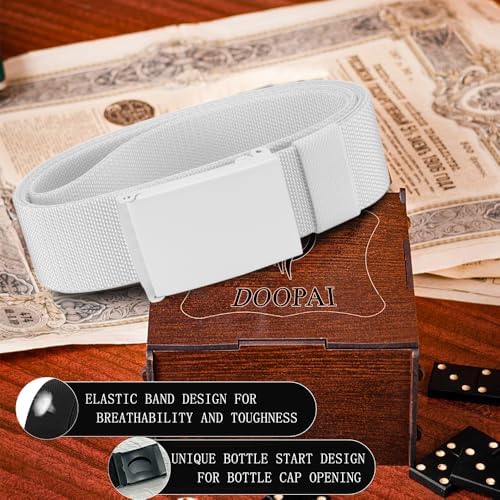 DOOPAI Canvas Web Belt with Stretch Flexibility, Elastic Belt Fit, Top Military Buckle - Adjustable, Cut to Fit