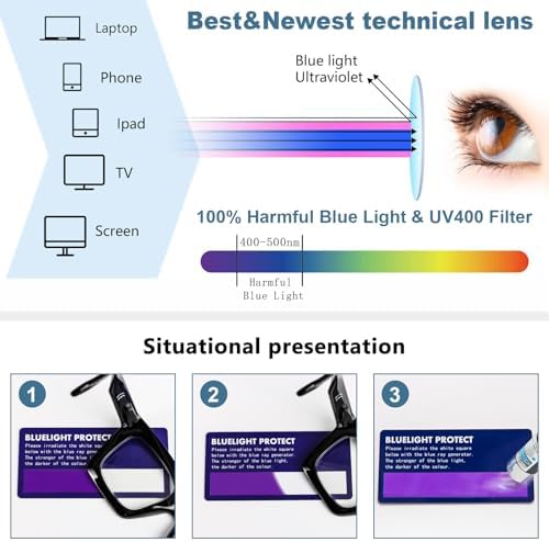 REAVEE 3 Pack Thick Frame Oversized Reading Glasses for Women Blue Light Blocking Computer stylish Readers with Spring Hinge