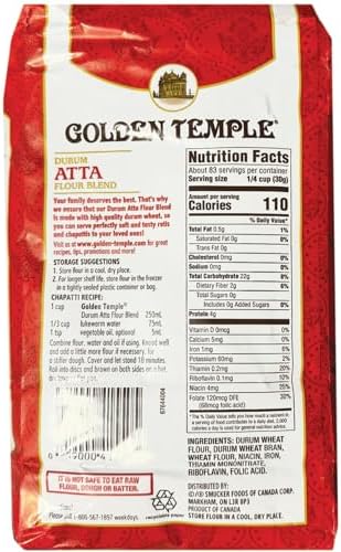 Golden Temple - Durum Atta Flour, 5.5 Pound (2.5 kg)