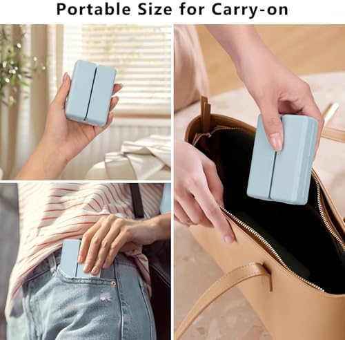 FYY Daily Pill Organizer, 7 Compartments Portable Travel Pill Case, [Folding Design] for Purse Pocket to Hold Vitamins,Cod Liver Oil,Supplements and Medication-Blue